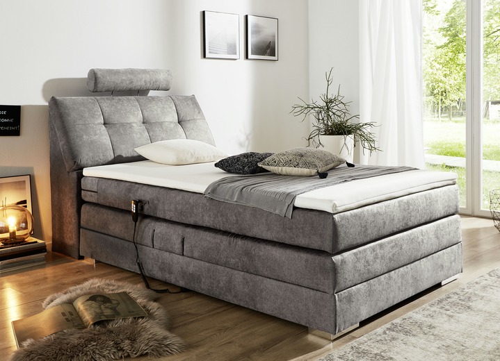 Boxspring - Motor-boxspringbed met verstelbare hoofd- en voeteind, in Farbe LICHTGRIJS Ansicht 1