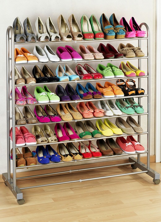 Garderobemeubels - Schoenenrek met plaats voor max. 42 paar schoenen, in Farbe ZILVER