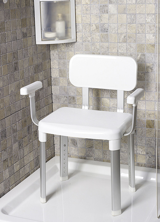 Badhulpmiddelen - Douche- en badstoel voor veilig douchen en baden, in Farbe WIT/ALU