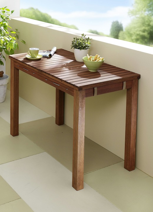 Tuinmeubels - Balkontafel en wasrek in één, in Farbe NATUREL Ansicht 1