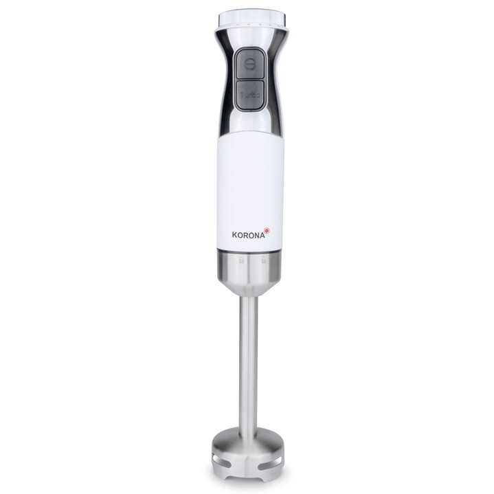 Keukenhulpjes - ‘Korona’ staafmixer met rvs staander en mes., in Farbe WIT