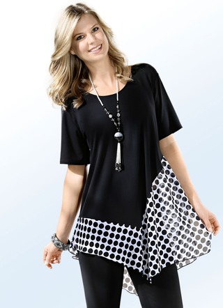 Lang shirt met chiffon boord