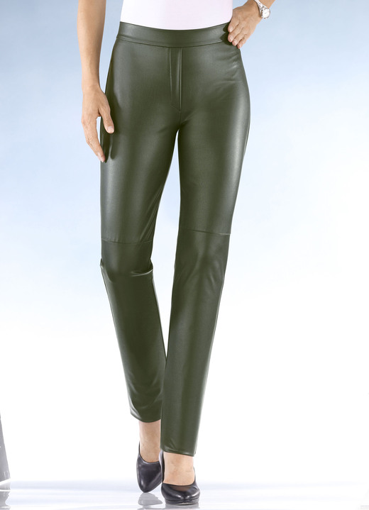 Broeken met elastische band - Broek gemaakt van zacht imitatienappaleer Broeken met elastische band - Broek gemaakt van zacht imitatienappaleer, in Größe 018 bis 235, in Farbe OLIJF