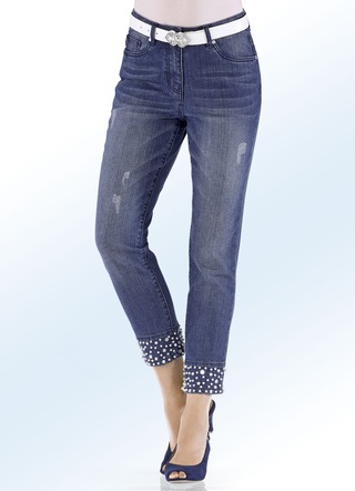 7/8-jeans bezet met parels en siersteentjes