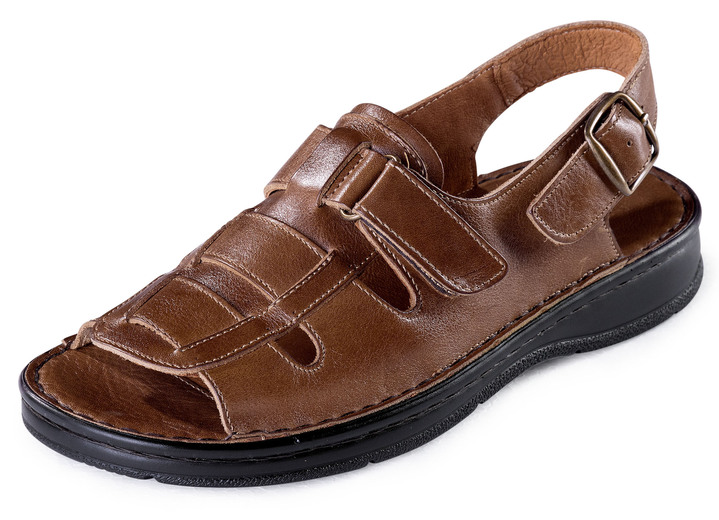 Sandalen & slippers - Gemini sandaal met praktische klittenbandsluiting, in Größe 040 bis 047, in Farbe COGNAC