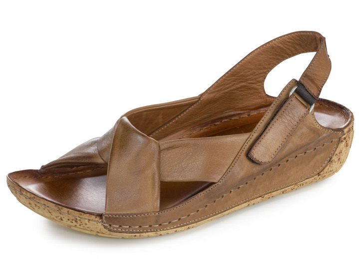 Sandalen & slippers - Gemini, comfortabele damessandalen, breedte G, met elastische band, in Größe 036 bis 042, in Farbe COGNAC Ansicht 1