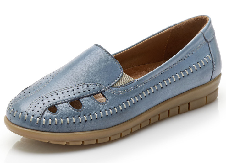Instappers & veterschoenen - Gemini pantoffels met elastische zijkanten, in Größe 036 bis 041, in Farbe JEANS Ansicht 1