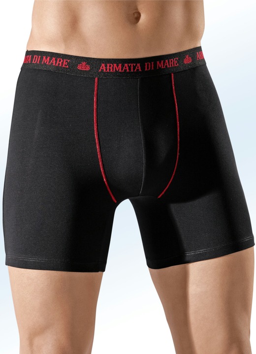 Pants & boxershorts - Set van vier broeken, met elastische tailleband, contrasterende naden, in Größe 004 bis 011, in Farbe 2X ZWART-ROOD, 2X GRIJS-ROOD Ansicht 1