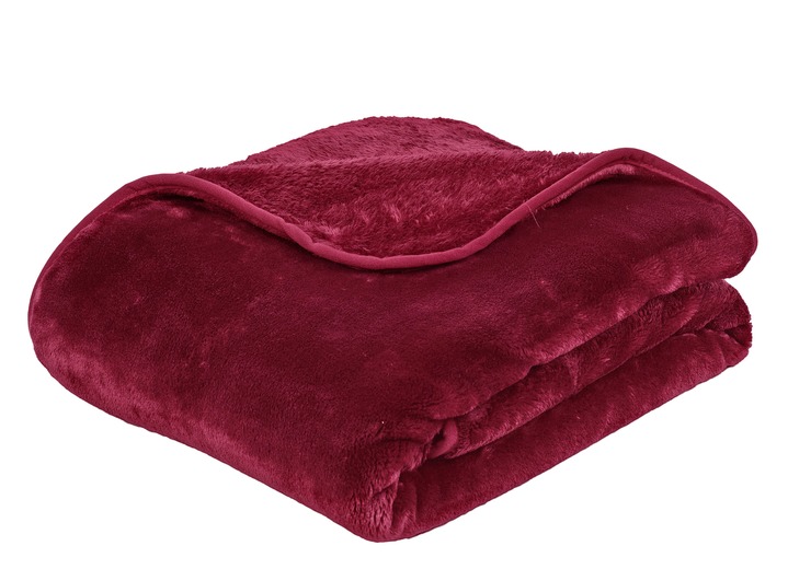 - Premium dekens en kussens met kasjmiergevoel, in Größe 185 (plaid, 130 x 170 cm) bis 915 (Kussen met vulling, 50 x 50 cm), in Farbe BORDEAUX Ansicht 1