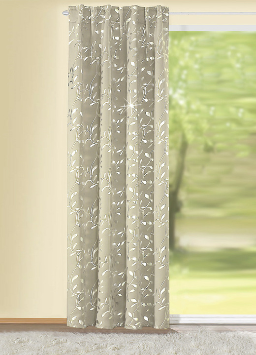 Klassiek - Verduisterende sjaal met lussen en universele railband, in Größe 365 (H 145 x B 135 cm) bis 456 (H 245 x B 135 cm), in Farbe CRÈME Ansicht 1