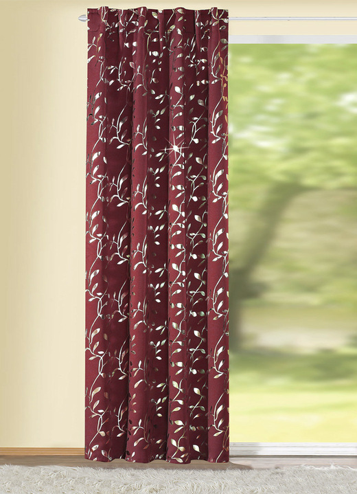 Klassiek - Verduisterende sjaal met lussen en universele railband, in Größe 365 (H 145 x B 135 cm) bis 456 (H 245 x B 135 cm), in Farbe WIJNROOD Ansicht 1