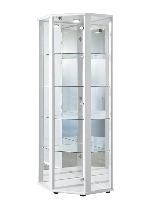 - Hoekvitrine met LED-verlichting, in Farbe WIT