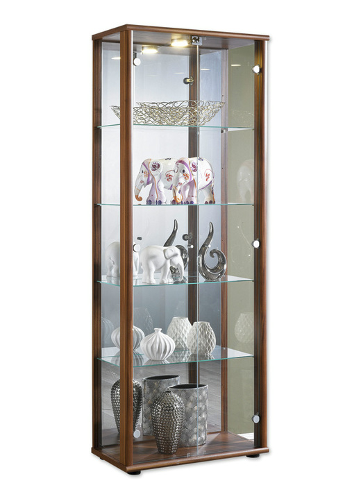 - Vitrine, 2 deuren, voorzien van LED verlichting, in Farbe NOTENBOOM