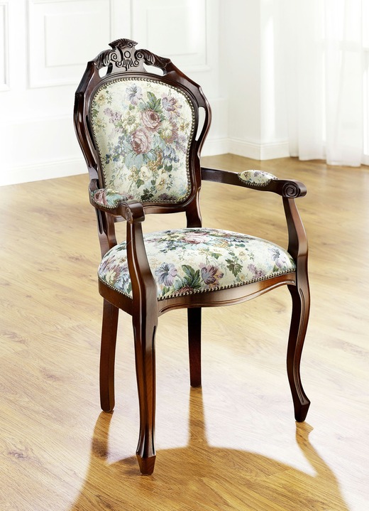 Stoelen & zitbanken - Elegante eetkamerstoelen of fauteuils, in Farbe NOOT, in Ausführung Fauteuil Ansicht 1