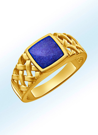 Chique herenring met echte lapis lazuli