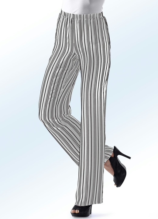Broeken - Broek met trendy streepjesmotief, in Größe 018 bis 054, in Farbe ECRU-ZWART