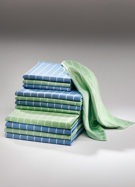 Schoonmaakartikelen & schoonmaakmiddelen - Poetsdoekenset, 12 stuks van Aqua Laser, in Farbe GROEN/BLAUW Ansicht 1
