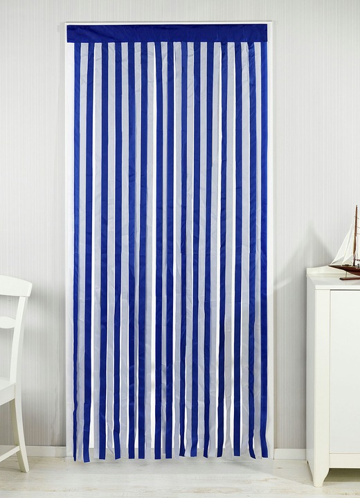 Inkijk- en zonwering - Polyester band deurgordijn, in Farbe BLAUW-WIT Ansicht 1