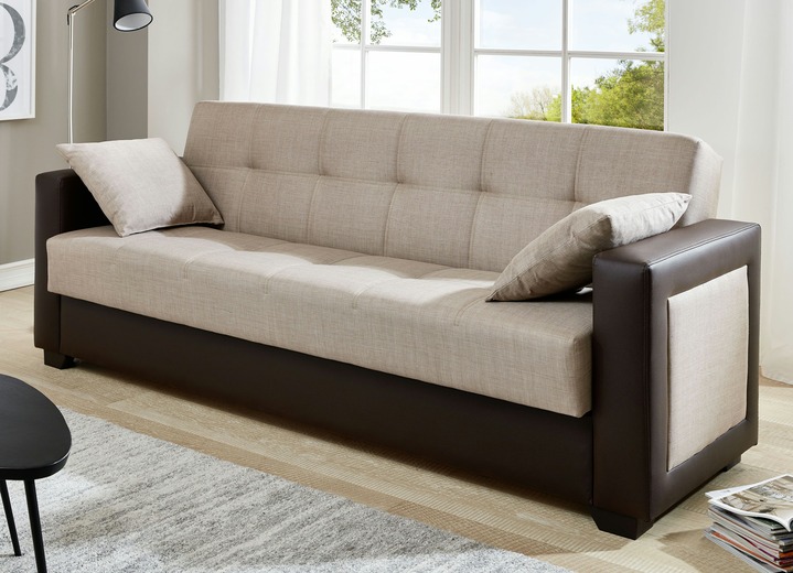 Slaap sofa`s - Slaapbank inclusief kussen, in Farbe BRUIN-BEIGE Ansicht 1