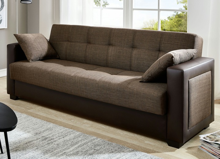 Schlafsofas - Schlafsofa Inklusive Kissen, in Farbe BRAUN-BRAUN Ansicht 1