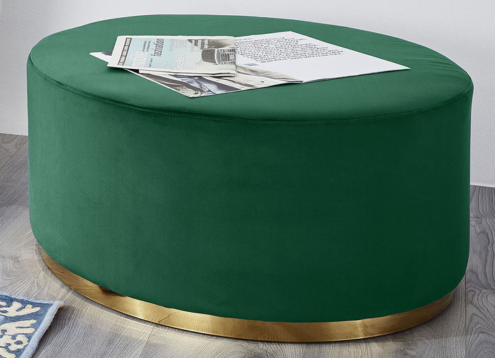 - Kruk met metalen onderstel en fluwelen bekleding, in Farbe DONKERGROEN, in Ausführung klein