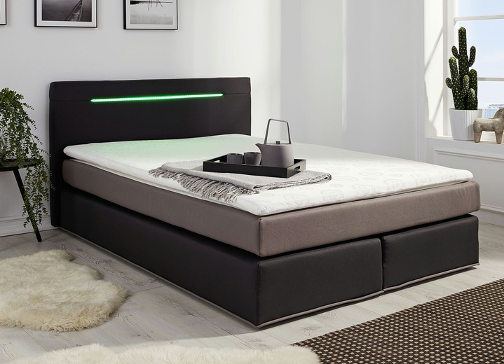 - Boxspring met topper en led-verlichting, in Farbe ANTRACIET-TAUPE Ansicht 1