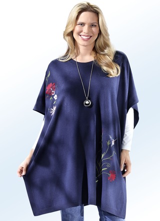Poncho met decoratieve borduursels