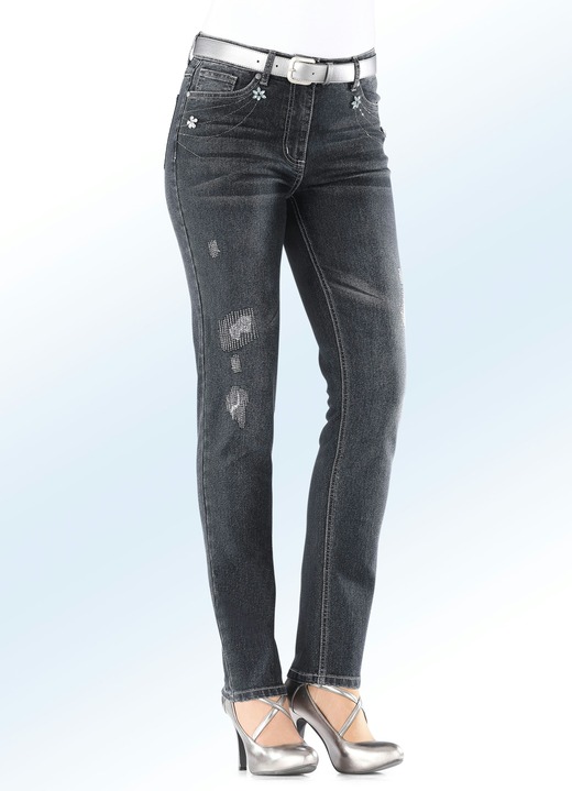 Broeken - Jeans met steentjesapplicaties, in Größe 017 bis 088, in Farbe ANTRACIET Ansicht 1