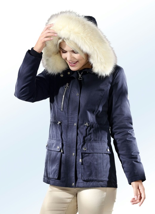 - Parka met kunstbont in poolvos look, in Größe 034 bis 052, in Farbe MARINE Ansicht 1