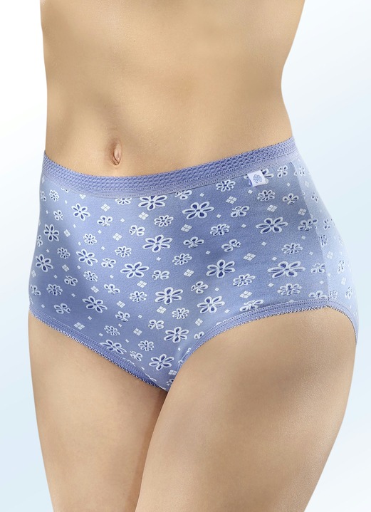 Slips - Set van zes slips met elastische manchetten, in Größe 040 bis 060, in Farbe 3X JEANS BLAUW-WIT-MARINE, 3X JEANS BLAUW Ansicht 1