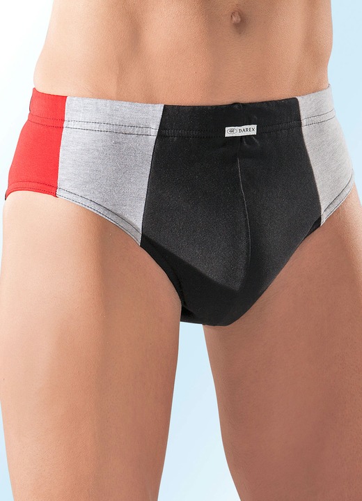Slips & onderbroeken - Set van meerdere slips van fijne jersey, kleurrijk, in Größe 004 bis 009, in Farbe 3x ZWART-ROOD-GRIJS GEMÊLEERD, 2x ZWART-KONINGSBLAUW-GRIJS GEMÊLEERD, in Ausführung verpakking van vijf slips