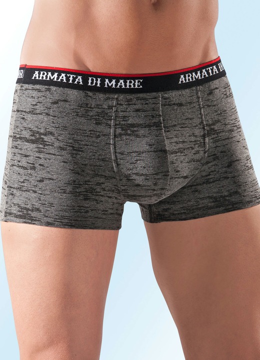 Herenondergoed - Verpakking met vier boxershorts, met allover print, in Größe 004 bis 009, in Farbe 2X GRIJS GEMÊLEERD-ZWART, 2X ZWART-GRIJS