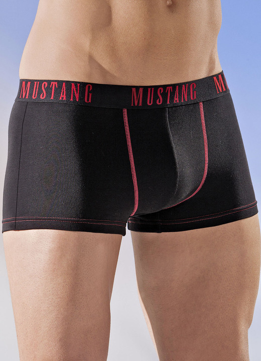 Pants & boxershorts - Mustang set van drie boxershorts, uni, in Größe L (6) bis XXL (8), in Farbe ZWART-ROOD Ansicht 1