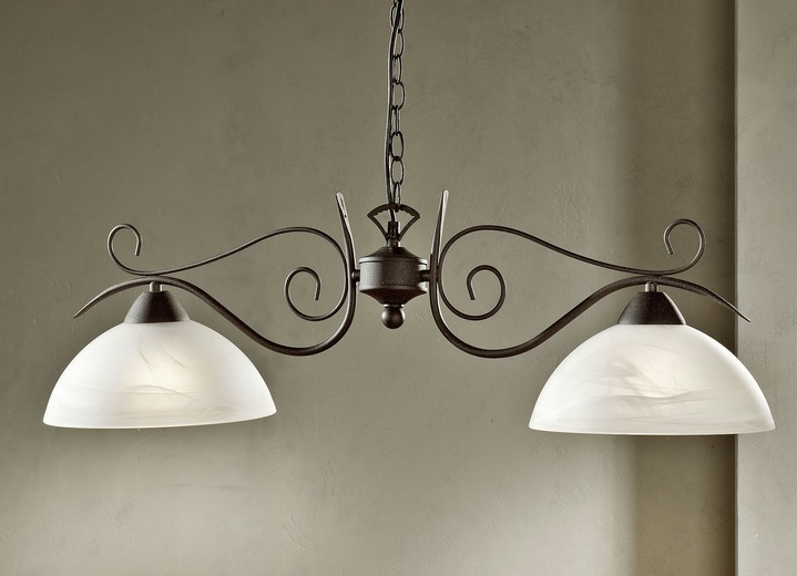 Lampen  & lampjes - Hanglamp met 2 lampen, met voet van roestkleurig staal, in Farbe ROEST
