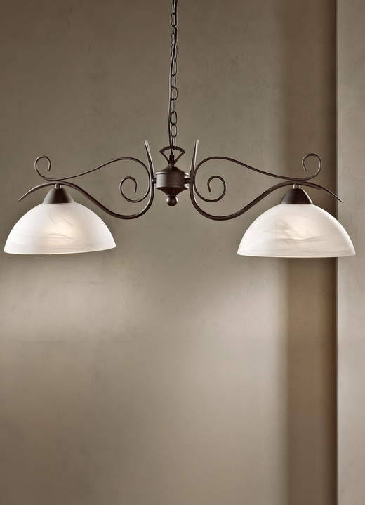 Lampen  & lampjes - Hanglamp met 2 lampen, met voet van roestkleurig staal, in Farbe ROEST