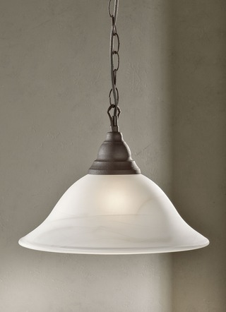 Hanglamp met 1 lamp, met voet van roestkleurig metaal