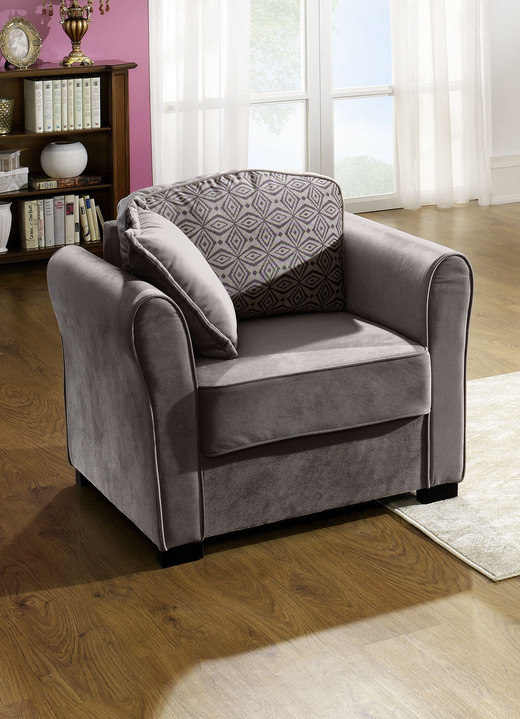 - Gestoffeerde fauteuil met comfortabele veerkern en schuimvulling, in Farbe BRUIN