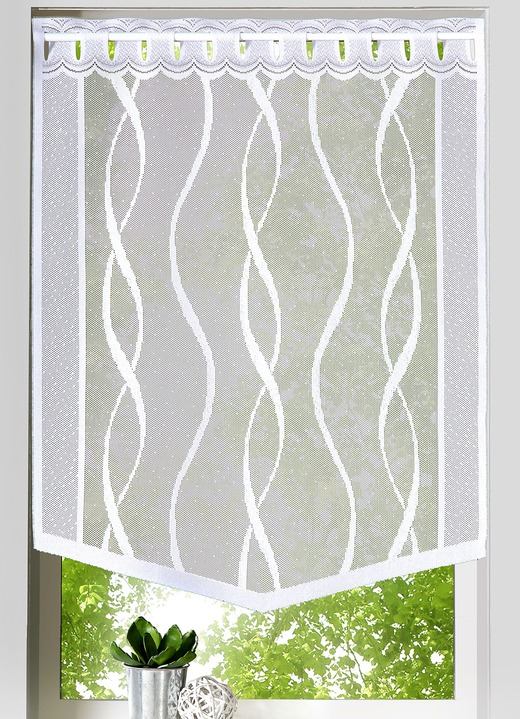 Modern - Venster- en deurbehang ‘Golven‘, in Größe 309 (valletje, set van 2, H 80 x B 40 cm) bis 349 (deurgordijn, H 180 x B 90 cm), in Farbe WIT Ansicht 1