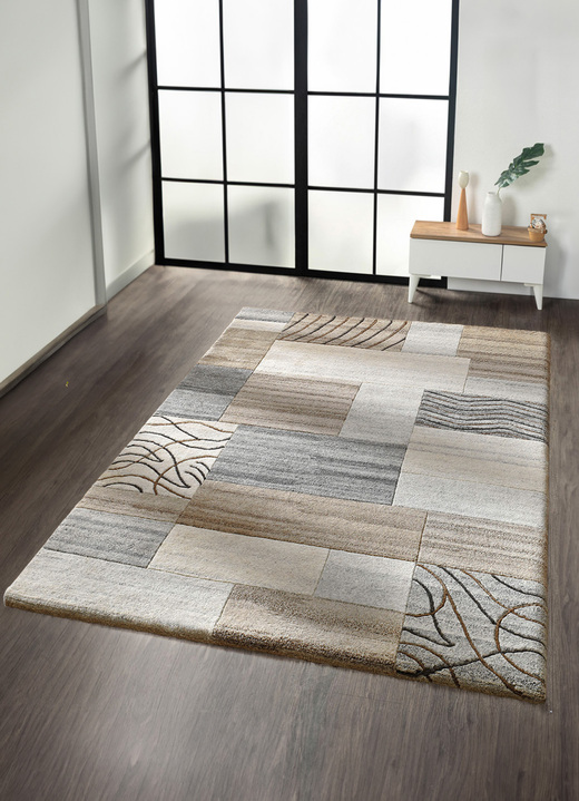 Modern - Handgemaakte tapijten van 100% scheerwol, in Größe 103 (vloerkleed, 60 x 90 cm) bis 299 (tapijt, 300 x 400 cm), in Farbe NATUREL Ansicht 1