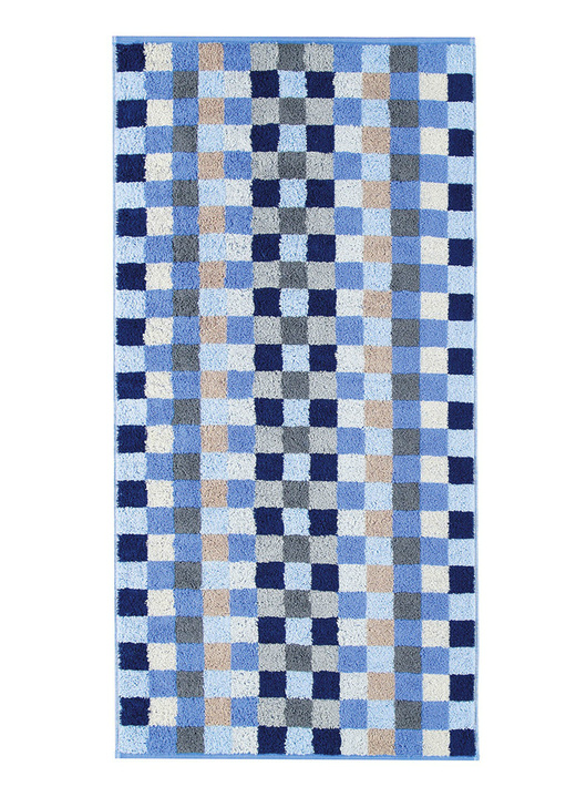 Handdoeken - Badstofserie van Cawö, in Größe 200 (1 handdoek 50/100 cm) bis 204 (1 handdoek, 70/140 cm), in Farbe SAFFIER, in Ausführung Karo Ansicht 1