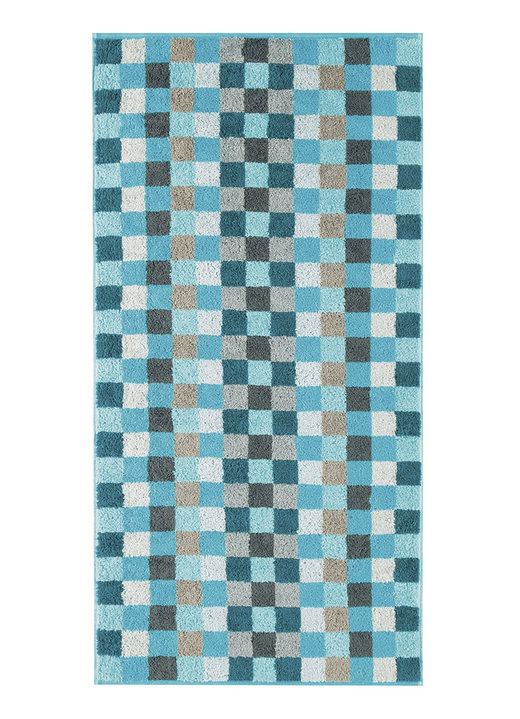 Handdoeken - Badstofserie van Cawö, in Größe 200 (1 handdoek 50/100 cm) bis 204 (1 handdoek, 70/140 cm), in Farbe TURQUOISE, in Ausführung Karo Ansicht 1