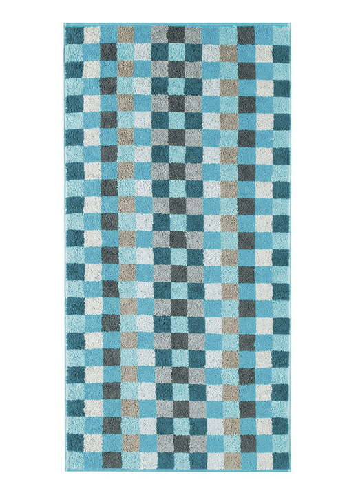 Handtücher - Frottier-Serie aus dem Hause Cawö, in Größe 200 (1 handdoek 50/100 cm) bis 204 (1 handdoek, 70/140 cm), in Farbe TÜRKIS, in Ausführung Karo Ansicht 1