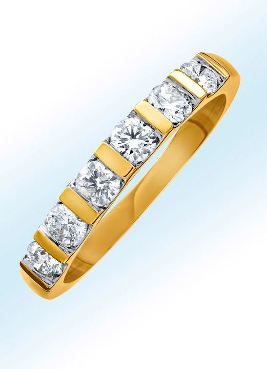 Ringen - Handgemaakte damesring met echte diamanten, in Größe 160 bis 220, in Farbe GOUD