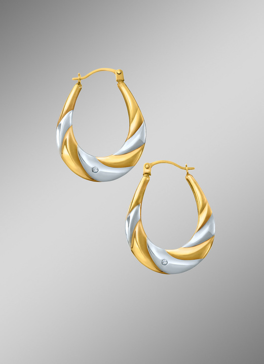 Oorbellen - Gouden hoepel oorbellen, in Farbe  Ansicht 1