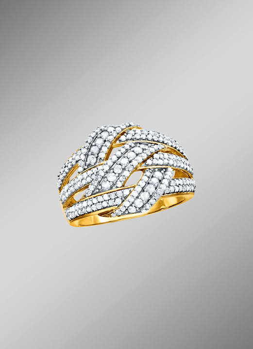 Ringen - Sterk bezette damesring, in Größe 160 bis 220, in Farbe