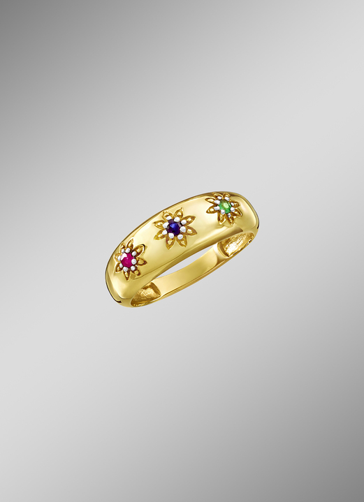 Ringen - Damesring met echte edelstenen in sterrendesign, in Größe 160 bis 220, in Farbe