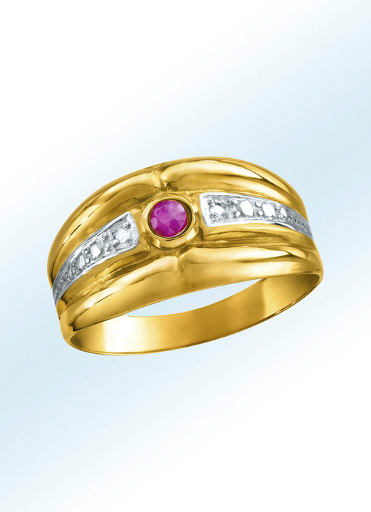 Ringen - Damesring met robijn en diamanten, in Größe 160 bis 220, in Farbe