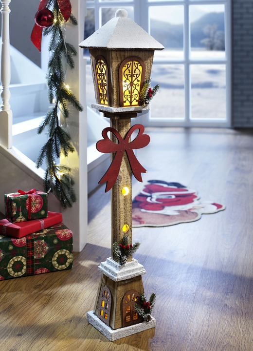 Kerstmis - Verlichte lantaarn met voet, in Farbe BRUIN