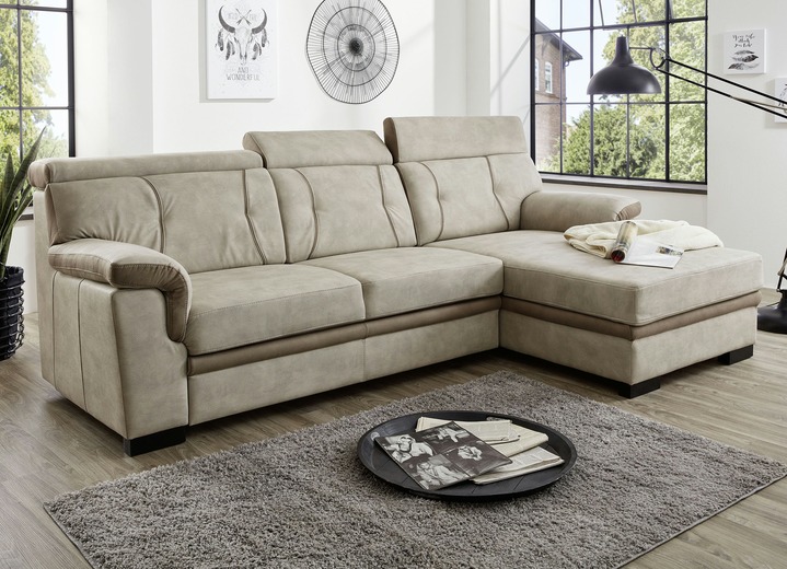 - Gestoffeerde zithoek met slaapfunctie, in Farbe BEIGE-BRUIN Ansicht 1