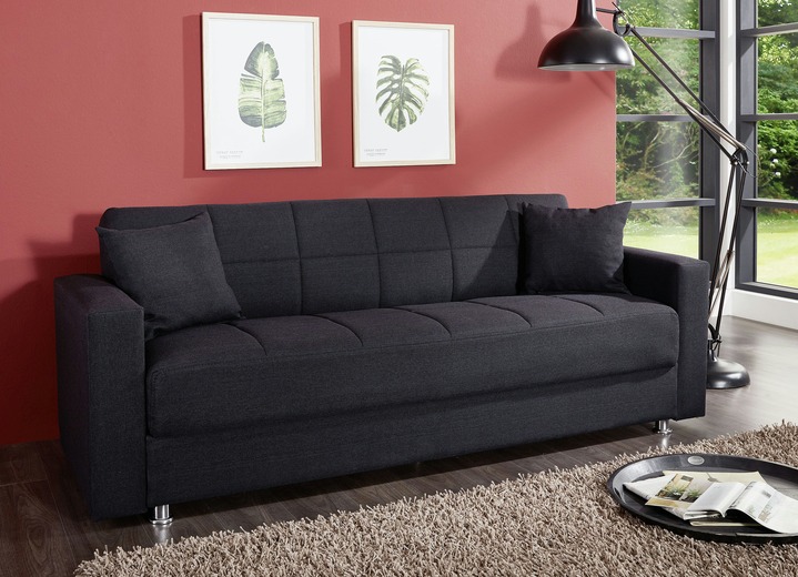 Slaap sofa`s - Klick-Klack-bank met decoratief kussen, in Farbe ZWART Ansicht 1